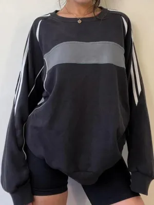 Joskaa Preppy Contrast Color Splice Sweatshirt