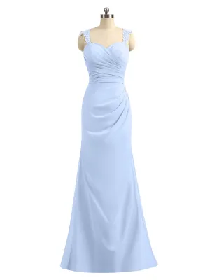 Lace Appliqued Strap Sheath Open Back Dress Sky Blue Plus Size