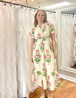 Ladies Floral Print Midi Dress