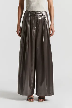 Laminated palazzo trousers with darts