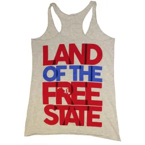Land of the Free State (Heather Grey) / Ladies Racerback Tank