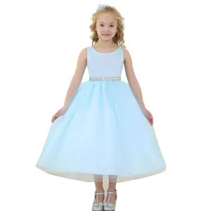 Little Girls Aqua Rhinestone Tulle Flower Girl Dress 2T-6