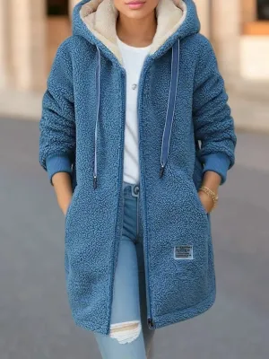 LVSANW Thickened Fleece-lined Sweatshirt Women's Hooded Top Cardigan Winter Trendy New Style Lamb Wool Jacket