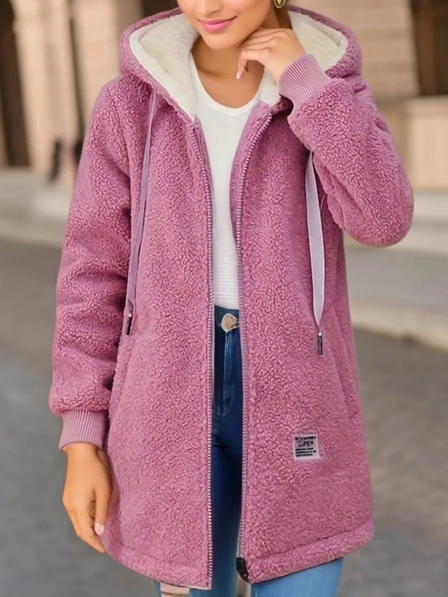 LVSANW Thickened Fleece-lined Sweatshirt Women's Hooded Top Cardigan Winter Trendy New Style Lamb Wool Jacket