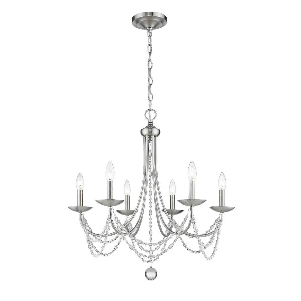 Mirabella 6 lights 25 in. Chandelier Pewter Finish