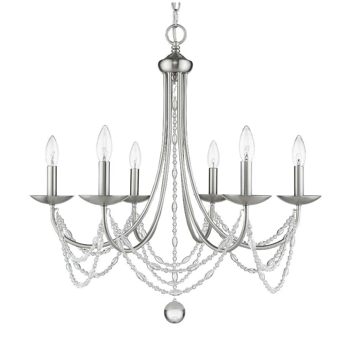 Mirabella 6 lights 25 in. Chandelier Pewter Finish