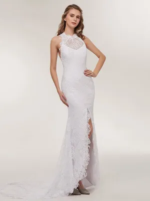 Modern Lace  Side Slit Mermaid Wedding Dresses