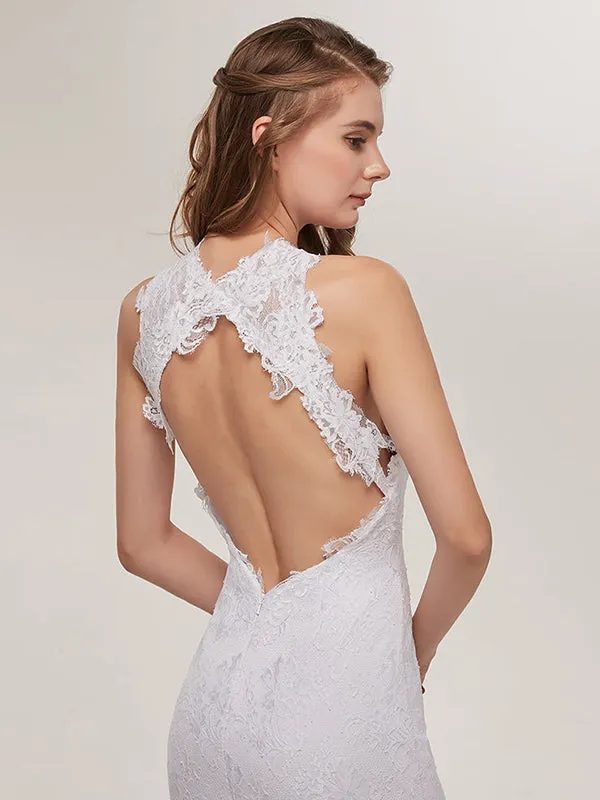 Modern Lace  Side Slit Mermaid Wedding Dresses