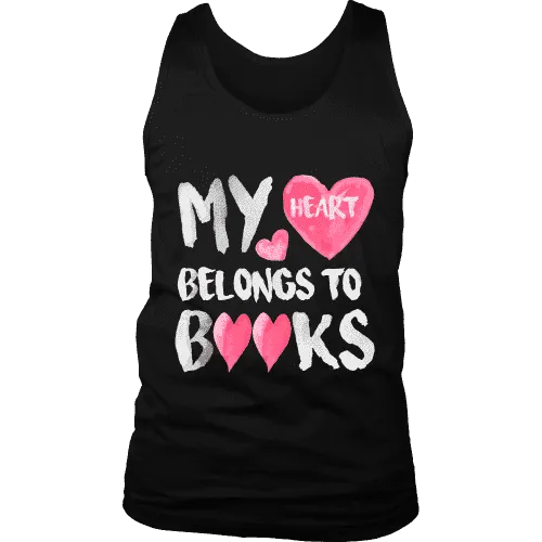 My Heart Belongs To Books Mens Tank Top