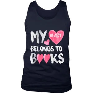 My Heart Belongs To Books Mens Tank Top