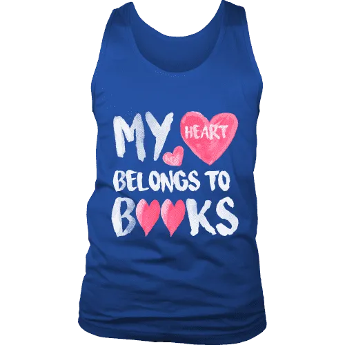 My Heart Belongs To Books Mens Tank Top