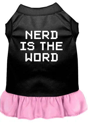 Nerd Is The Word Screen Print Dress Black With Light Pink Xs