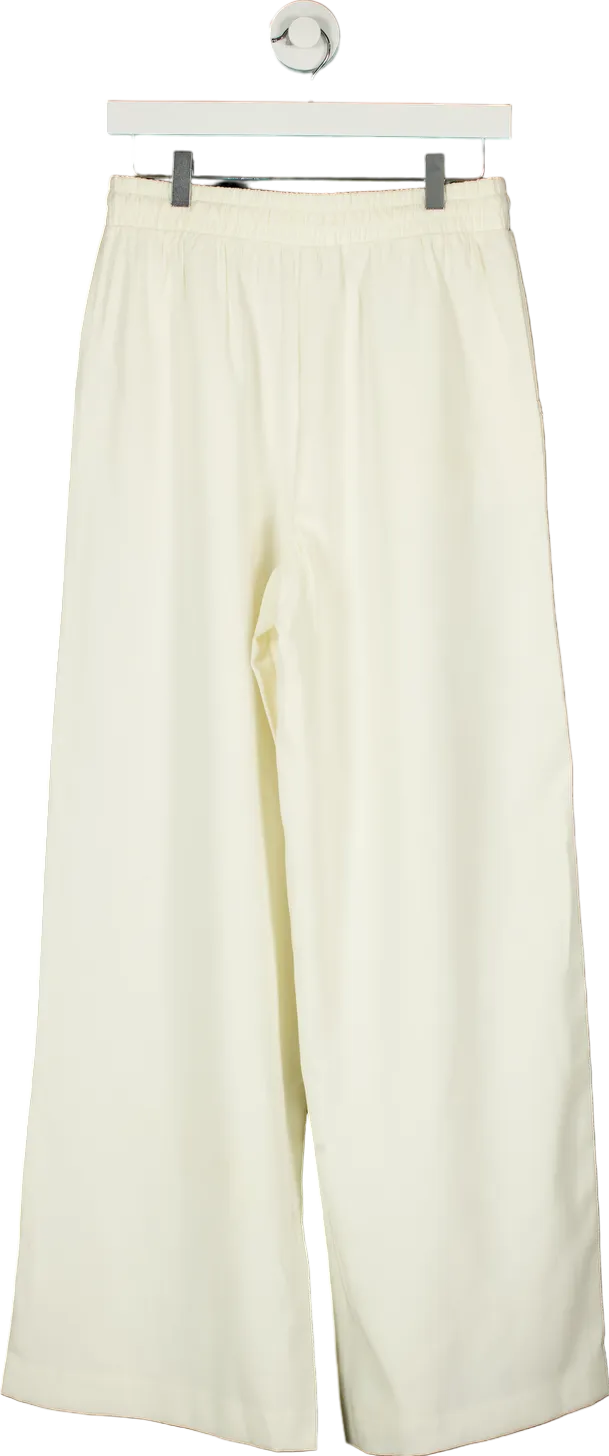 New Look Cream Drawstring Wide Leg Trousers UK 10