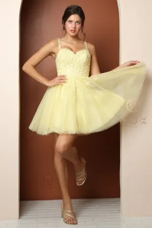 NOX ANABEL T744 Embroidered Glitter Sweetheart Short Dress