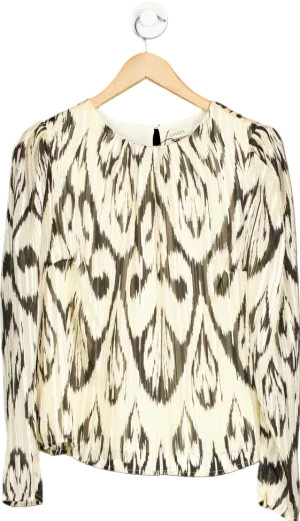 OASIS Ivory Kat Jacquard Print Long Sleeve Top UK 10