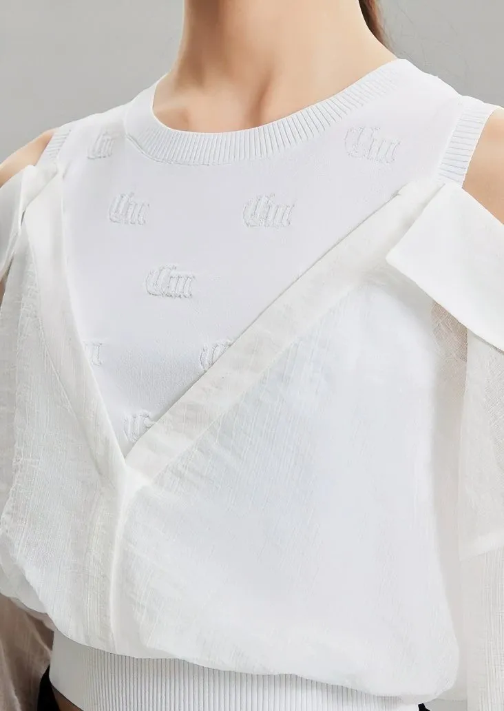 OFF SHOULDER PATCHWORK SHIRT