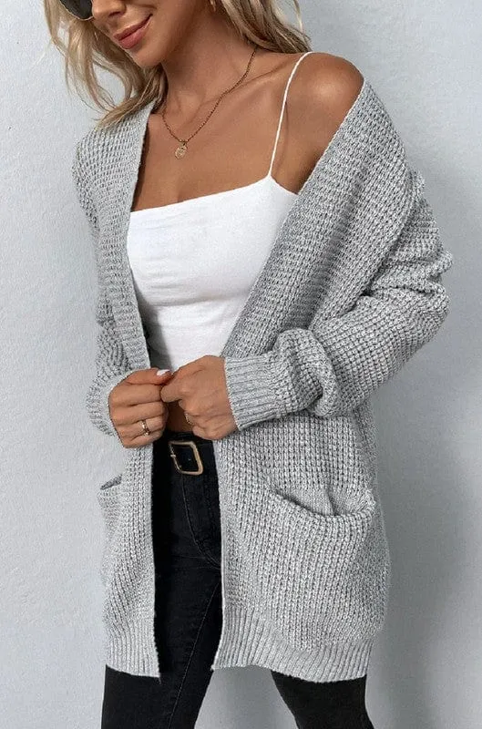 Open front waffle sweater cardigan *Online Only*