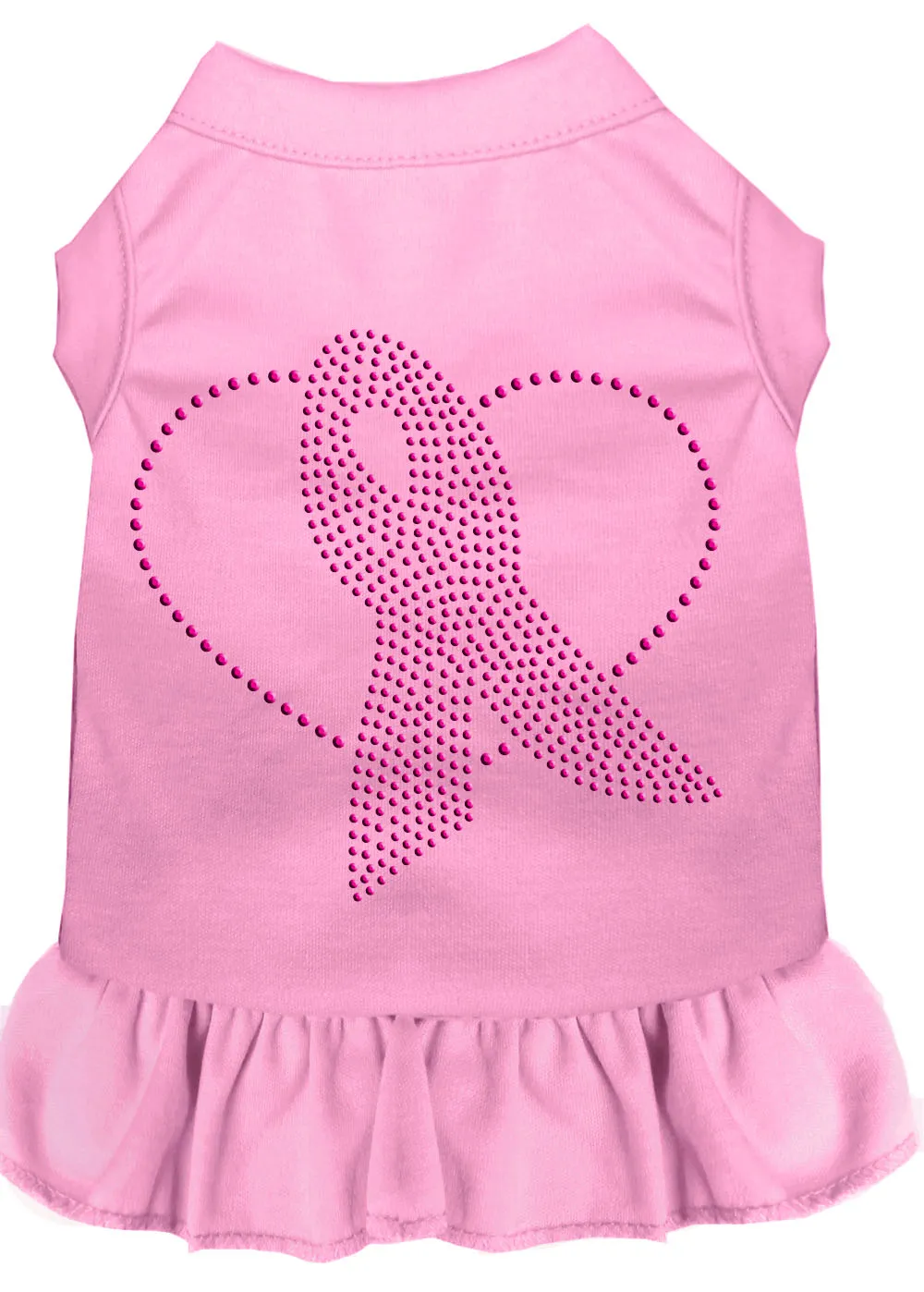 Pink Ribbon Rhinestone Dress Light Pink Xl