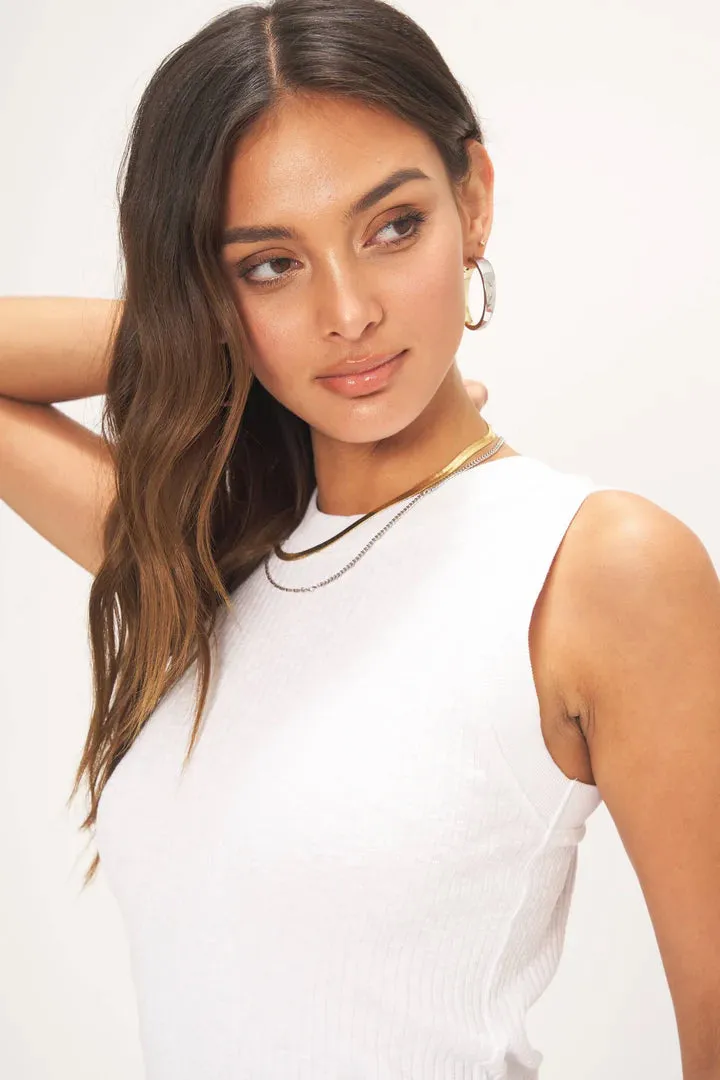 Player Racerback Rib Tank in White