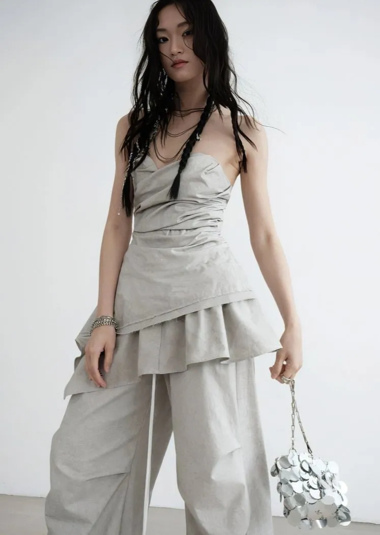 PLEATED ARTIST WASH DIRTY VEST