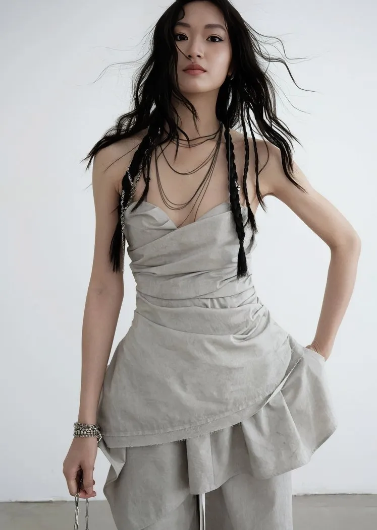 PLEATED ARTIST WASH DIRTY VEST