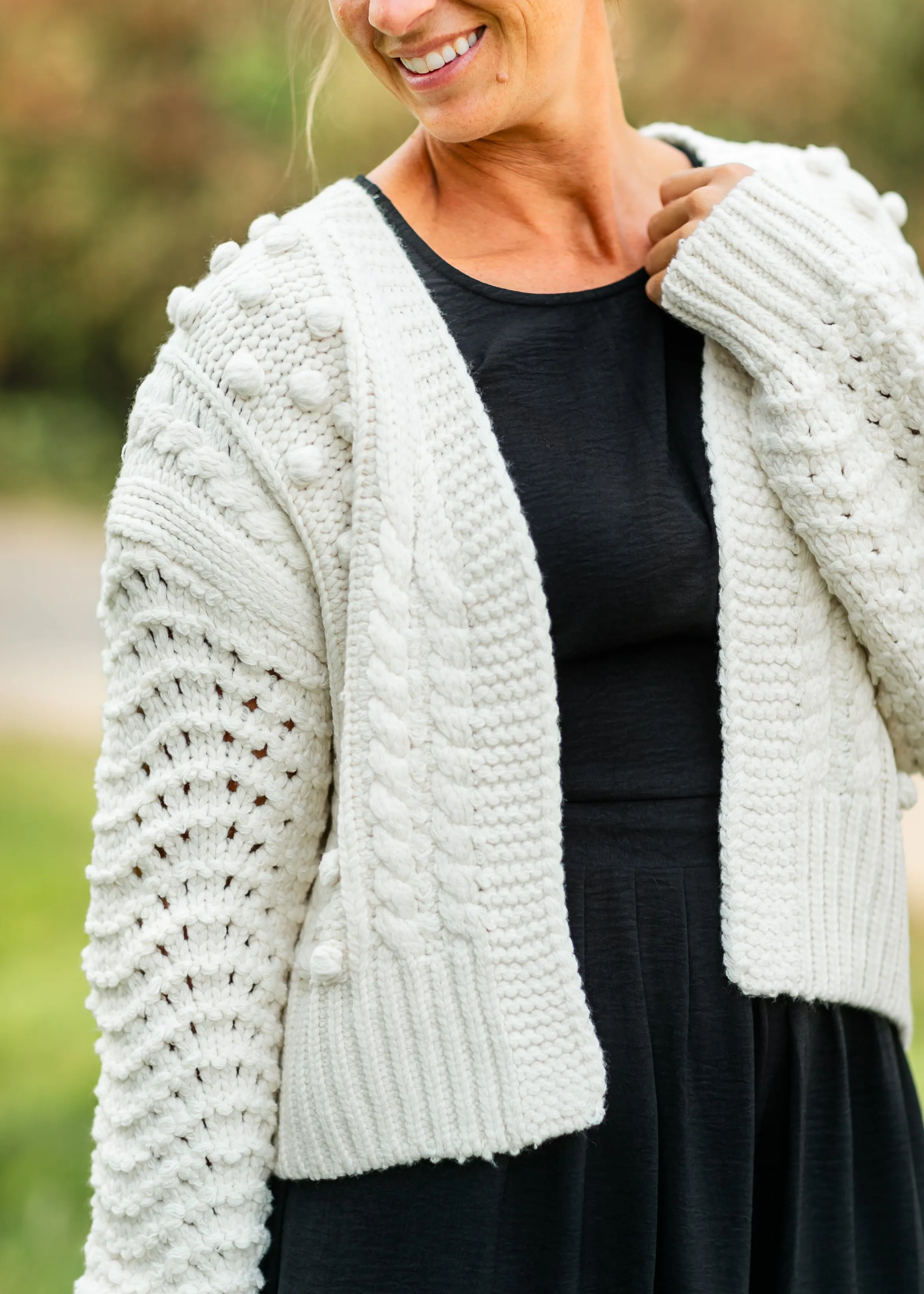 Pom Pom Open Front Cardigan - FINAL SALE