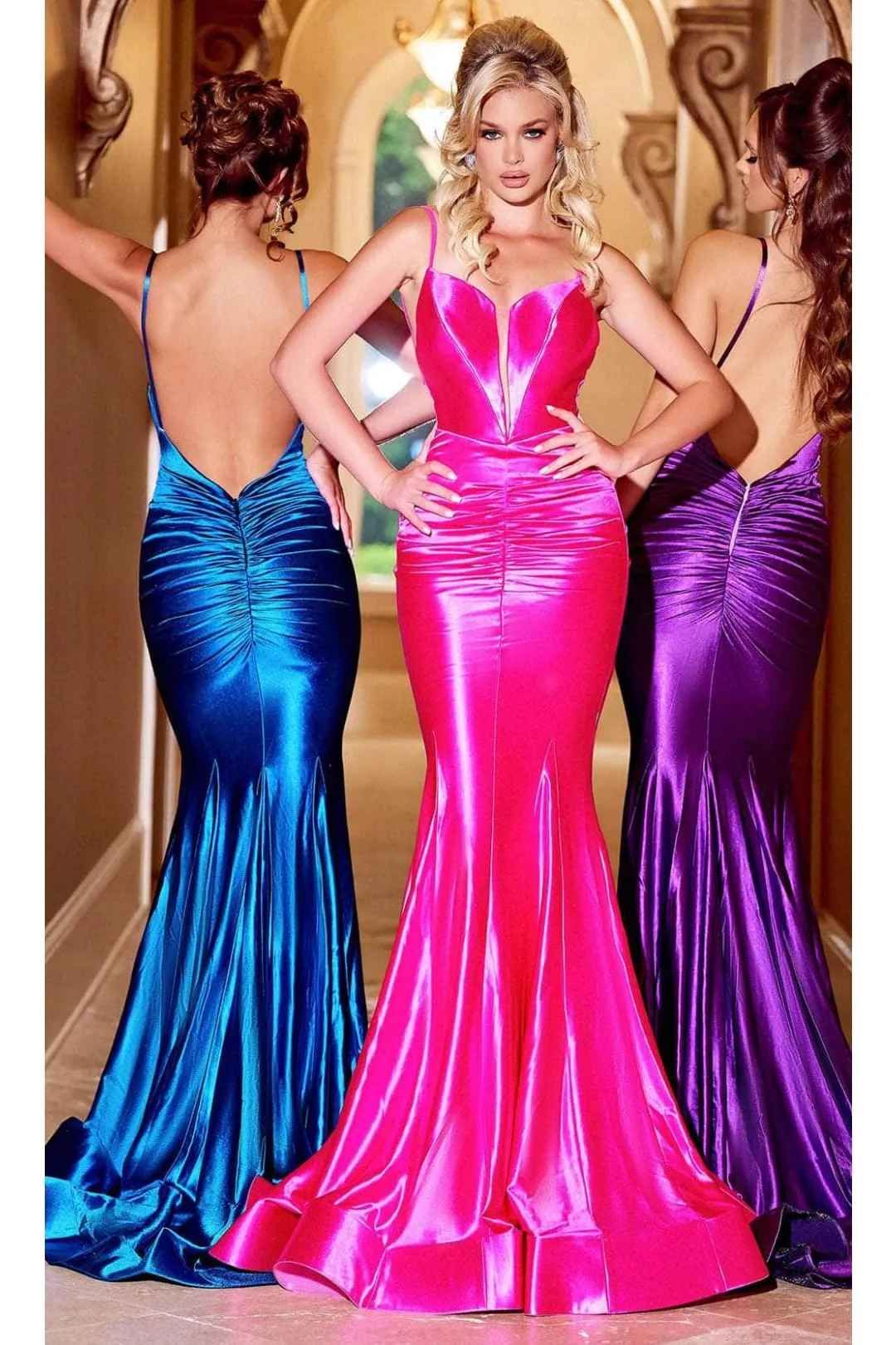 Portia and Scarlett PS24090 -long- Spaghetti Strap Trumpet Prom Dress