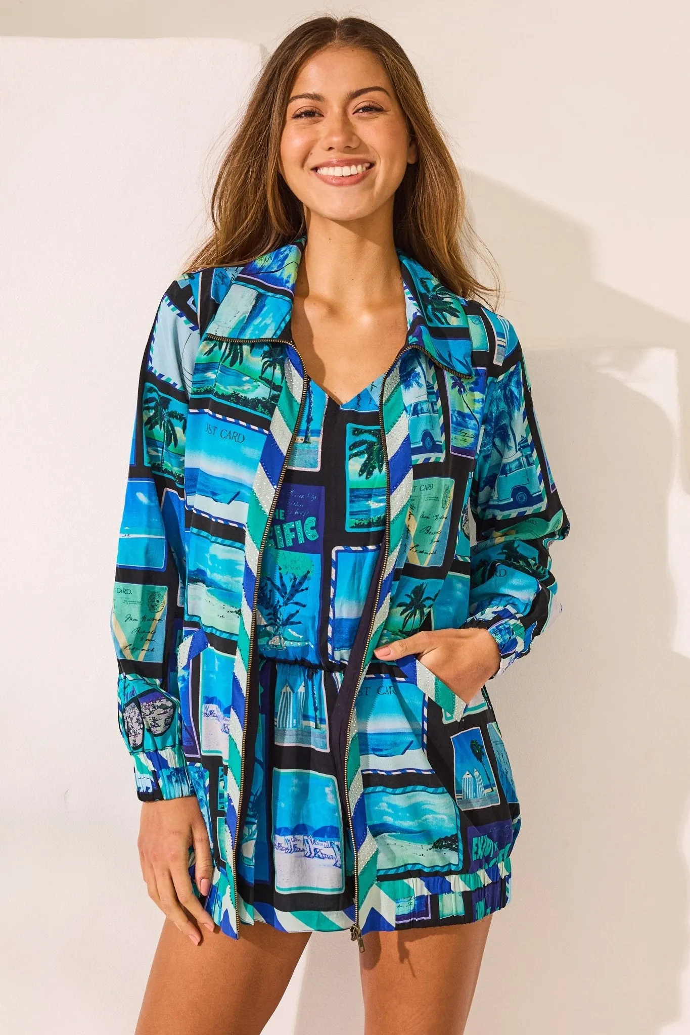 Postcards Oversized Bomber Jacket