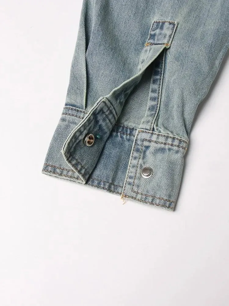 Pre Order:  Rhinestones Shower Denim Jacket