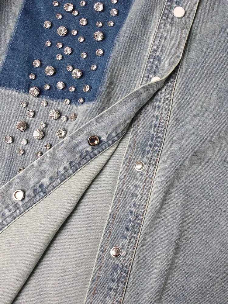 Pre Order:  Rhinestones Shower Denim Jacket