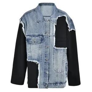 Pre Order:  Spliced Ripped Denim Jacket