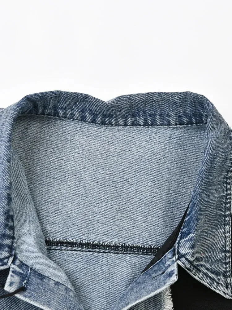 Pre Order:  Spliced Ripped Denim Jacket
