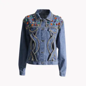 Pre Order:  Studded Hollow Out Patchwork Jacket