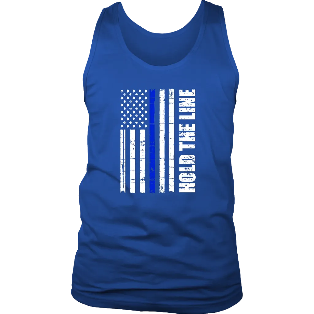 "Hold the line" - Thin blue line flag Tank tops