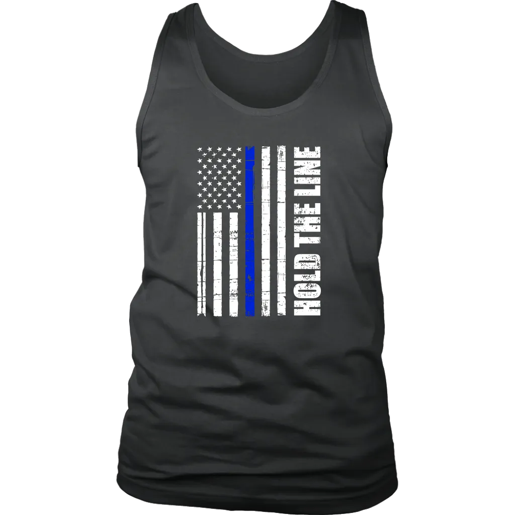 "Hold the line" - Thin blue line flag Tank tops