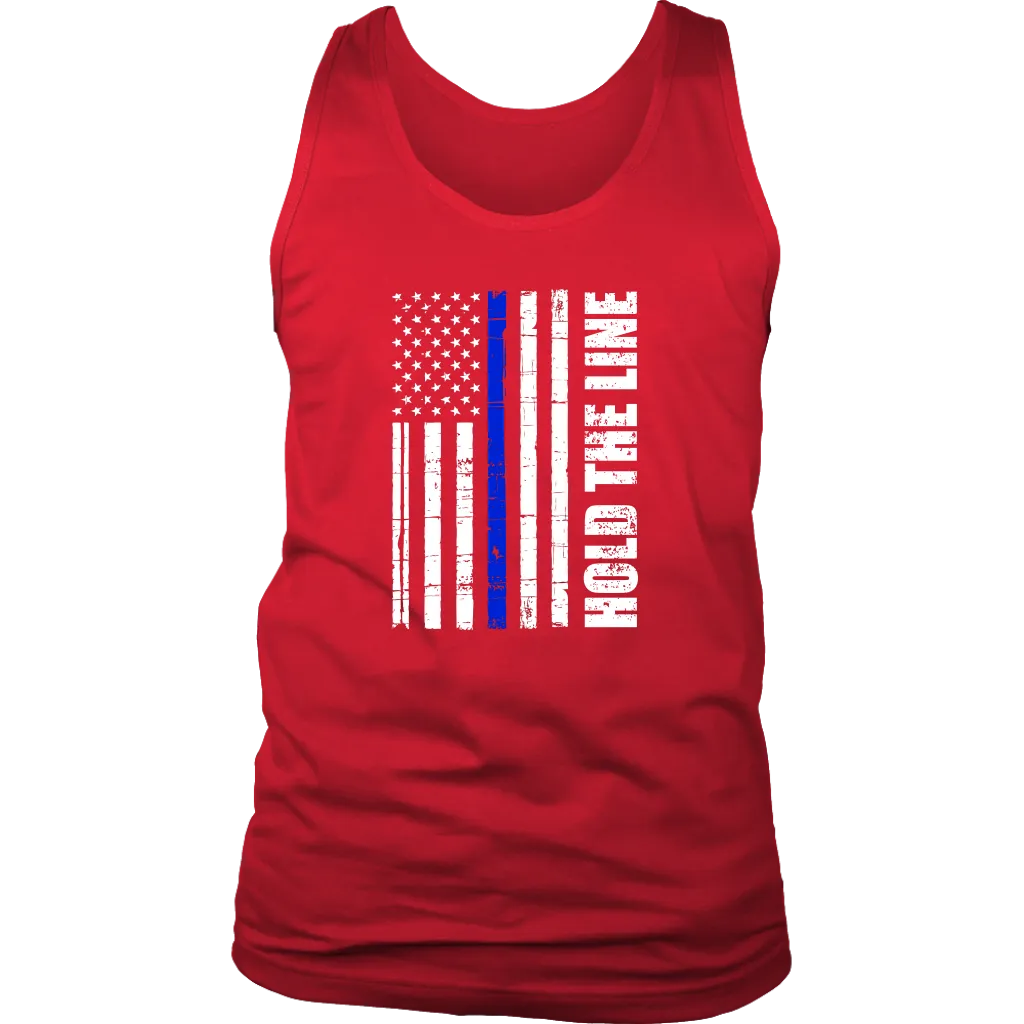 "Hold the line" - Thin blue line flag Tank tops