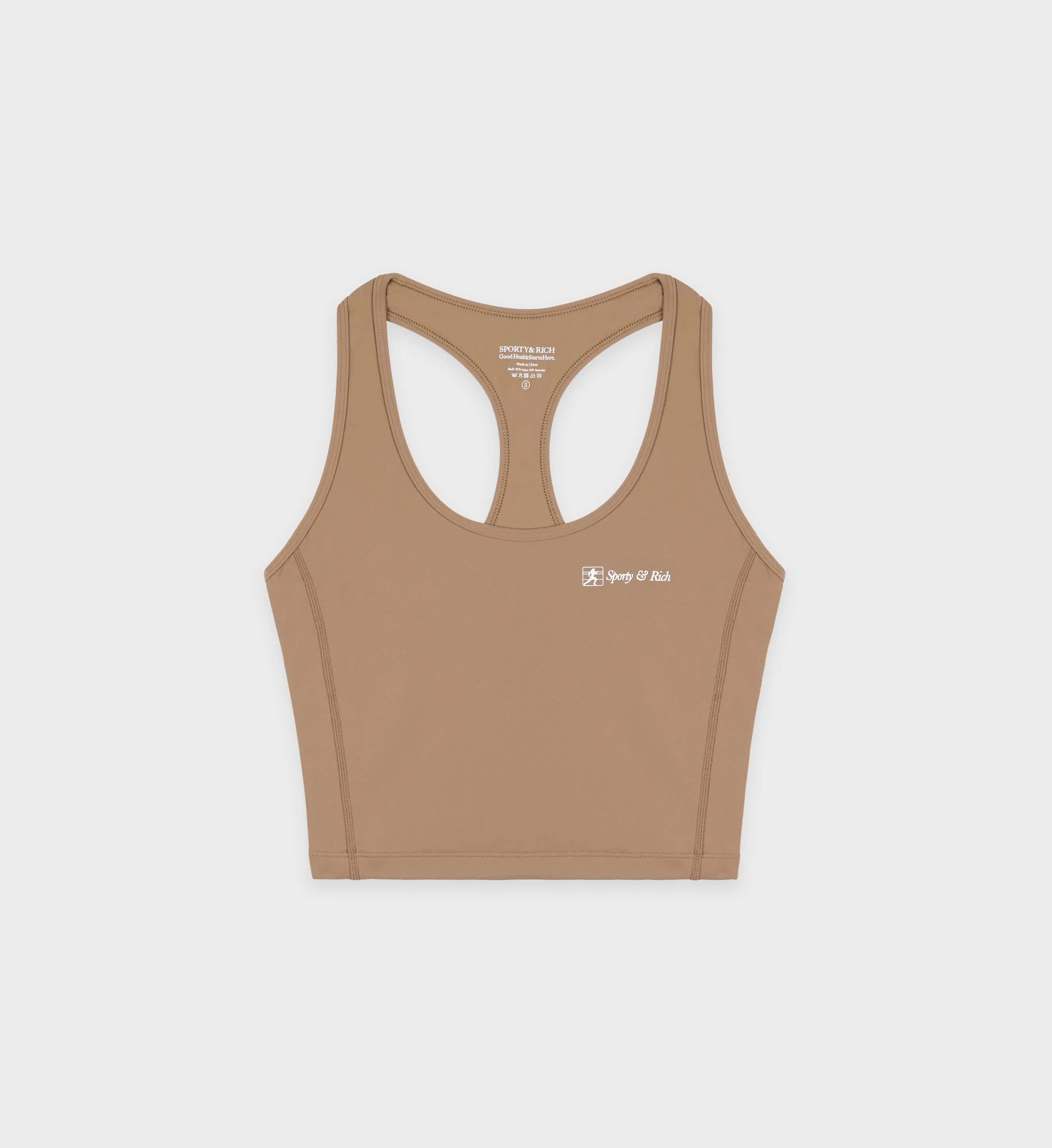 Runner Script Sports Tank - Earl Gray/White