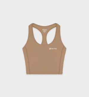 Runner Script Sports Tank - Earl Gray/White