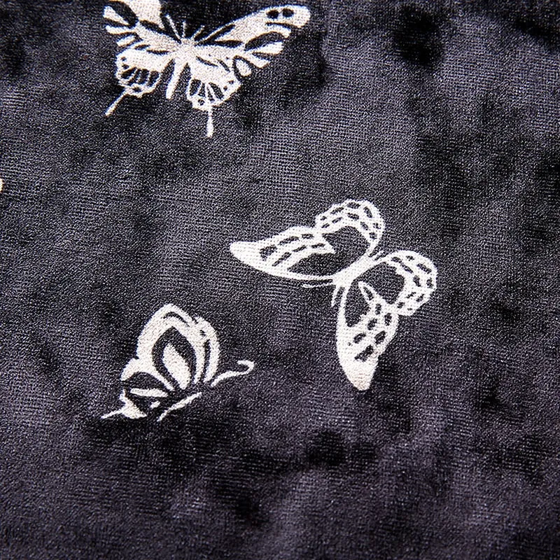 Sexy Backless Velvet Top Women Butterfly Print Cropped Tops 2018 Summer Fashion Streetwear Metal Chain Bandage Tank Top