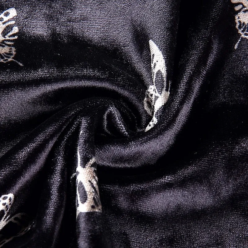 Sexy Backless Velvet Top Women Butterfly Print Cropped Tops 2018 Summer Fashion Streetwear Metal Chain Bandage Tank Top