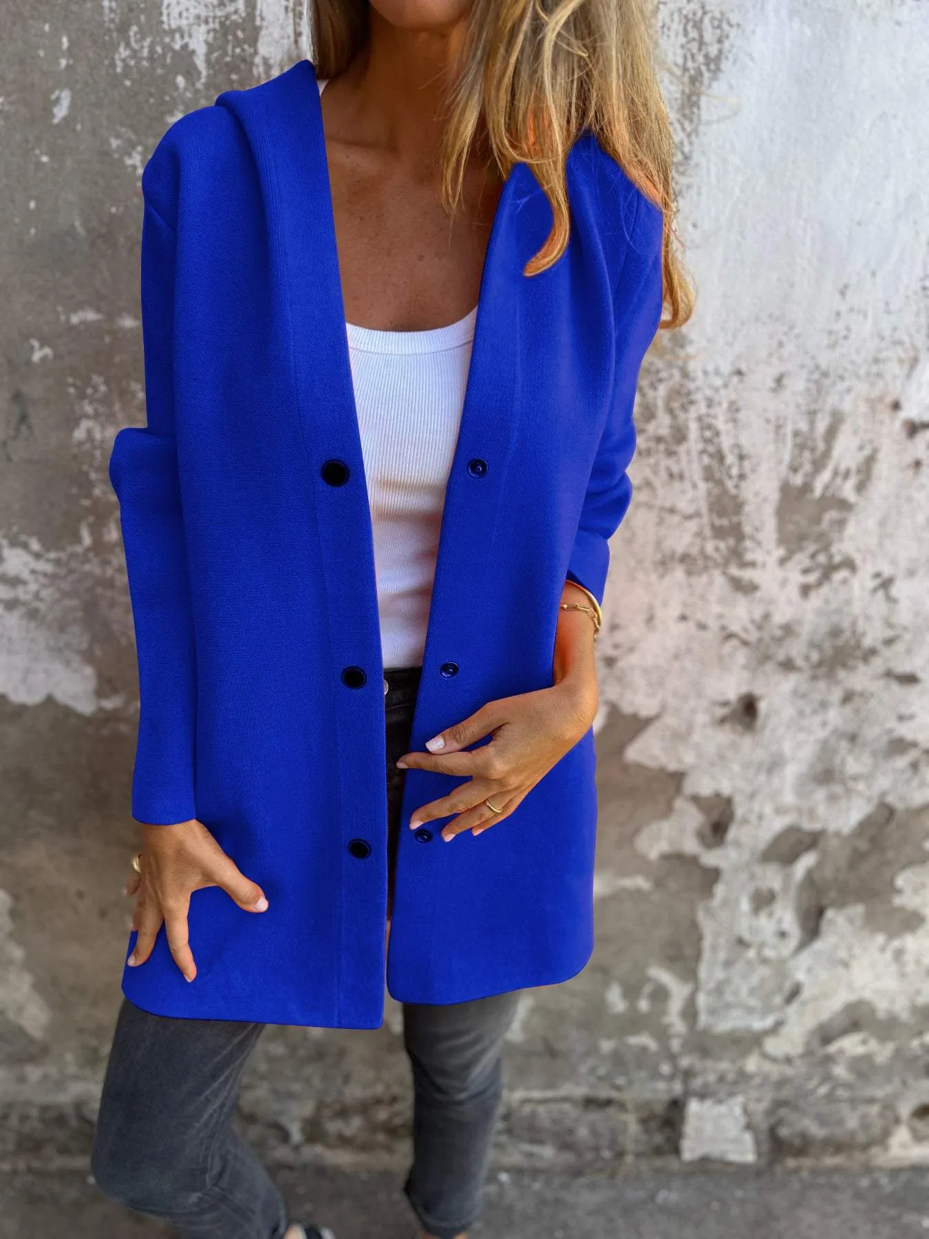 SINEAD | CASUAL SINGLE BREASTED JACKET WITH HOOD