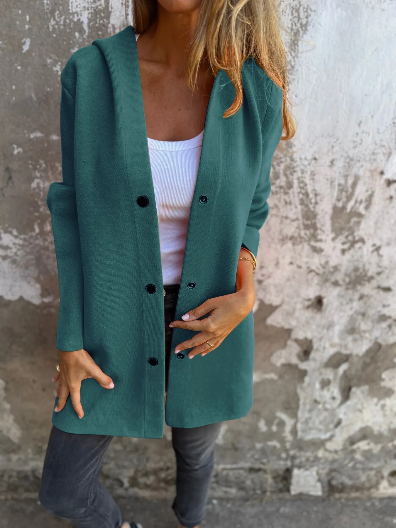 SINEAD | CASUAL SINGLE BREASTED JACKET WITH HOOD