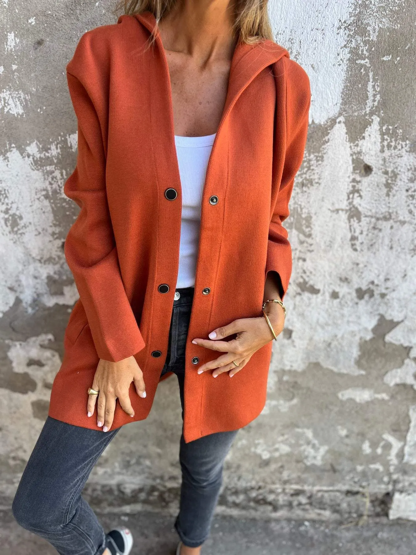SINEAD | CASUAL SINGLE BREASTED JACKET WITH HOOD