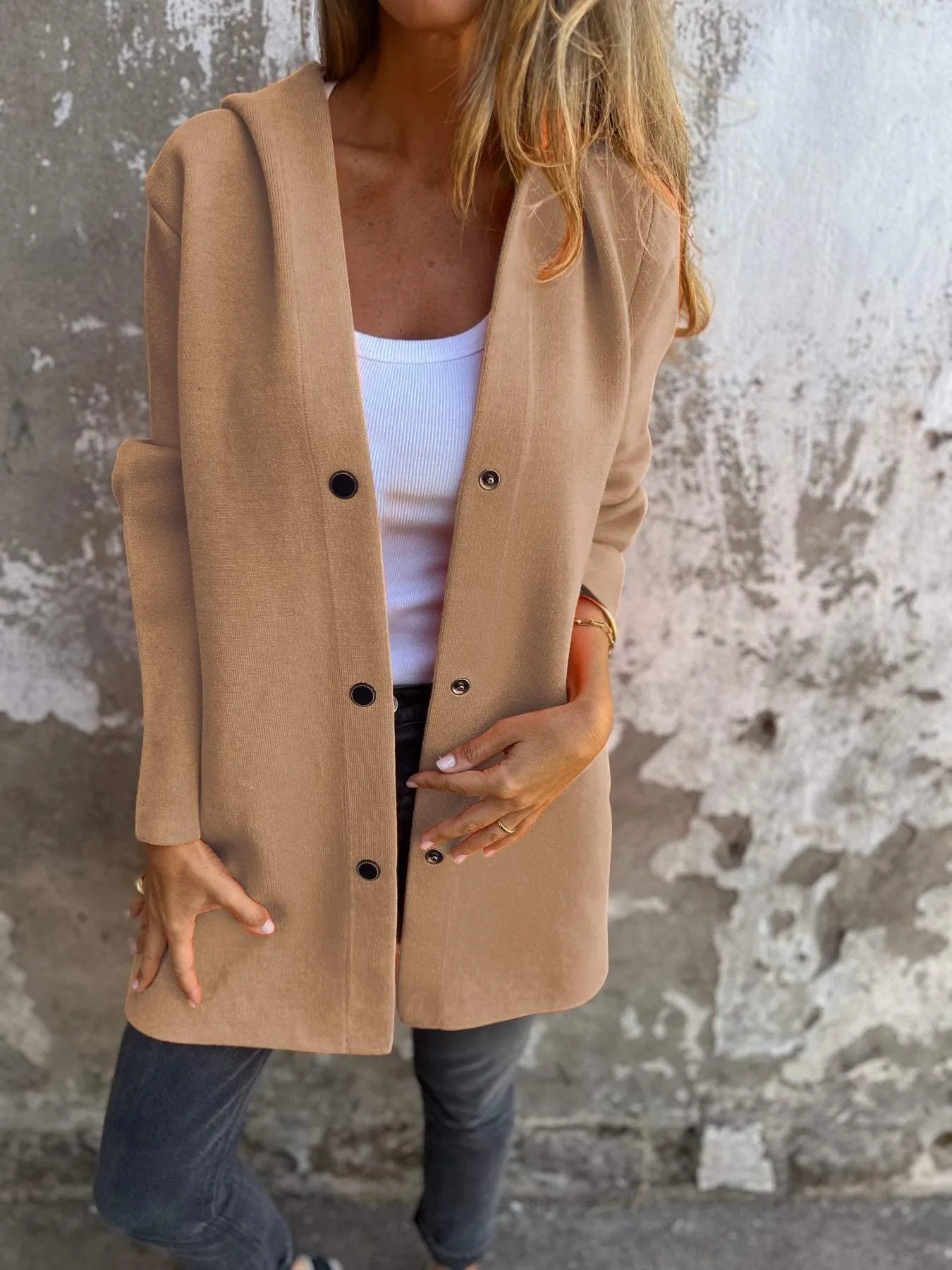 SINEAD | CASUAL SINGLE BREASTED JACKET WITH HOOD