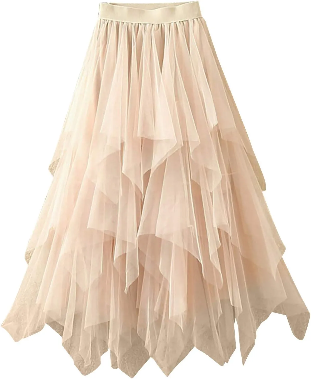 Skirts for Women Double-Layered Mesh Midi Skirt High Waisted Skirts A Line Flowy Skirts