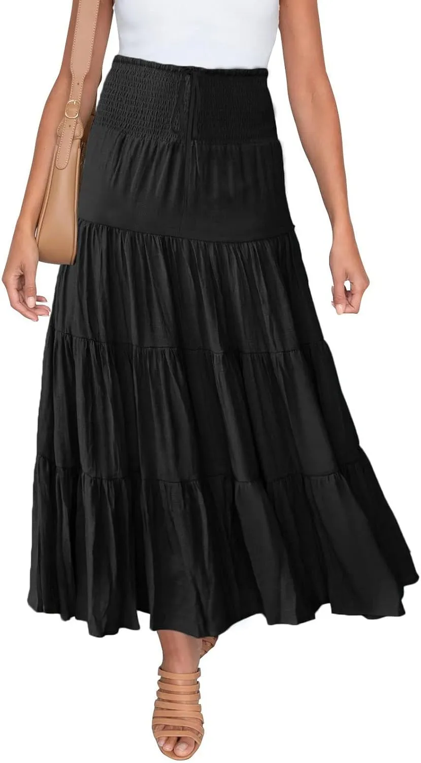 Skirts for Women Trendy High Waist Skirt Long Skirts Elegant Flowy A-line Flared Midi Skirt Maternity Pencil