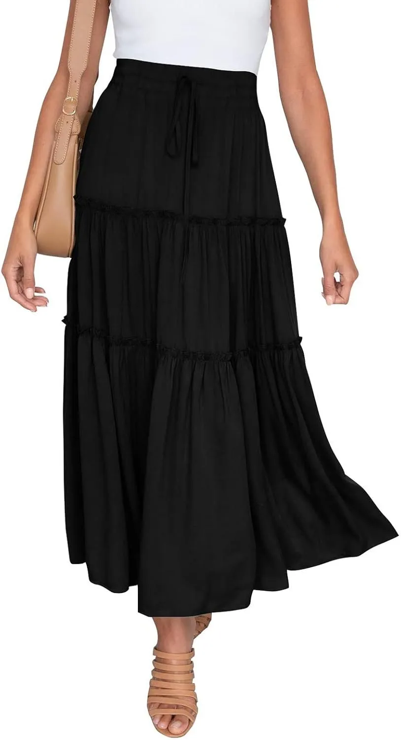 Skirts for Women Trendy High Waist Skirt Long Skirts Elegant Flowy A-line Flared Midi Skirt Maternity Pencil