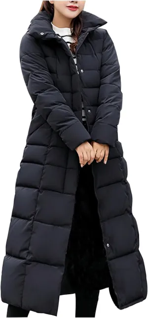 SMIDOW Womens Fashion Hooded Coat 2023 Quilted Long Puffer Jackets Waterproof Warm Winter Maxi Length Parka Coats
