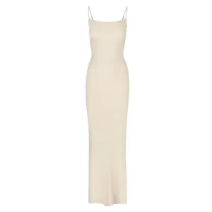 SOFT LOUNGE LONG SLIP DRESS | TAUPE