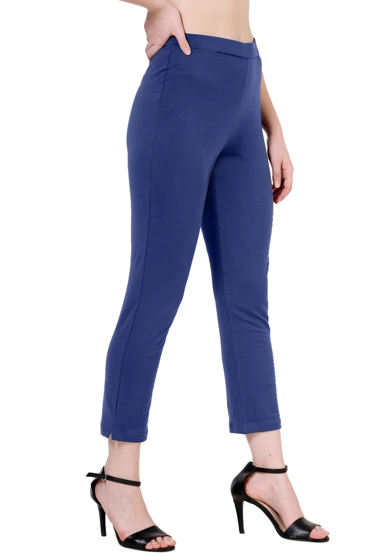 Sona Women's/Girl's International Soft  Cotton Regular Fit Straight Pants/Trouser-Blue